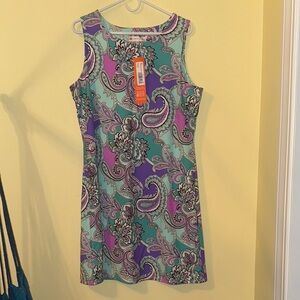Jude Connally Green and Purple Sheath Mini Dress